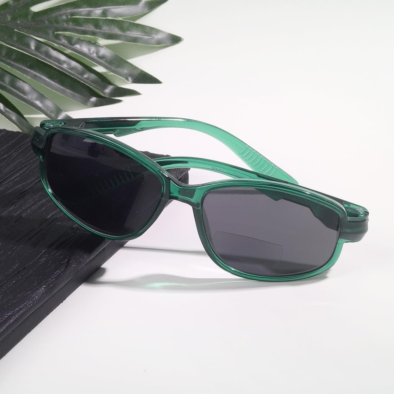 Eyekepper Bifocal Reading Sunglasses with Metalless Screwless Spring Hinges Green,