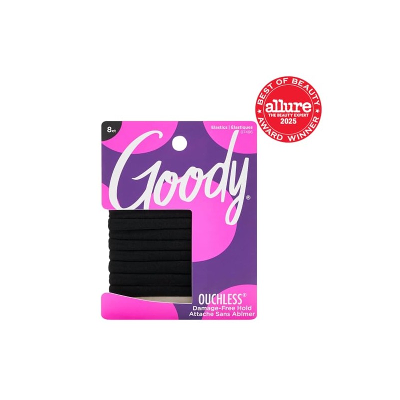 Goody Women's Black Athletique Sweat Stretch Elastics, 8 CT