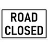 Road closed, black and white safety sign - 1mm flexible Plastic sign (200mm x 150mm)