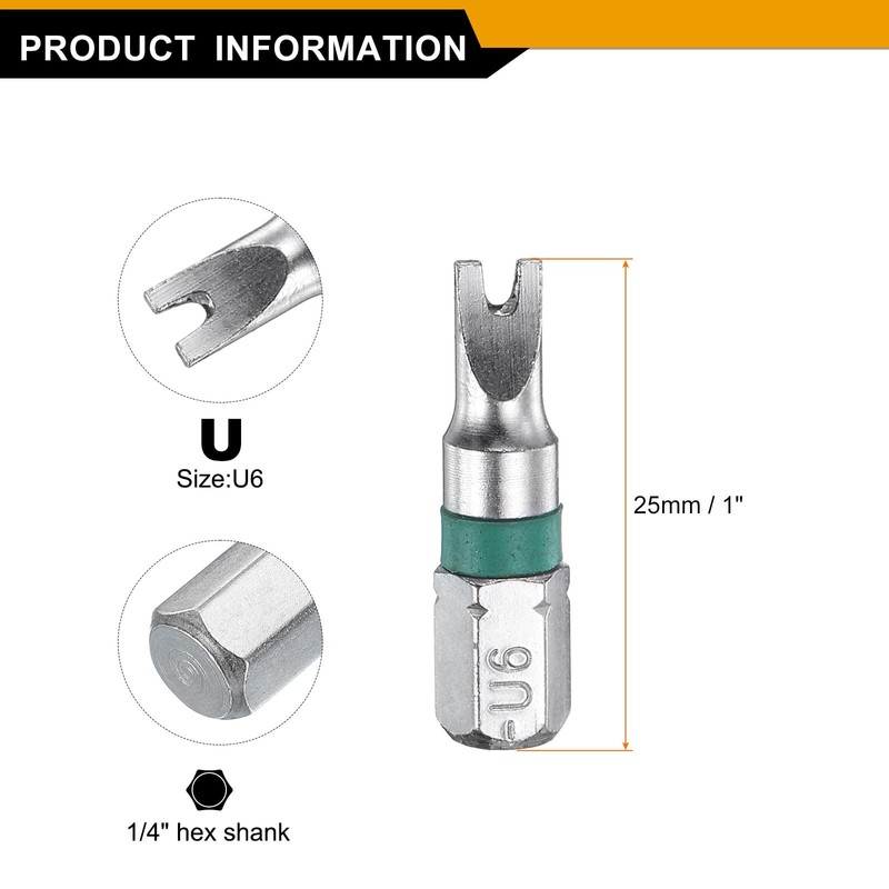 sourcing map 5pcs U Type Screwdriver Bit U6 1/4" Hex