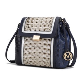 MKF - Bolso cruzado para mujer, de piel sintética, bolso de mano, bolso de mensajero lateral de diseño, cruzado en el hombro, Jamilah Navy