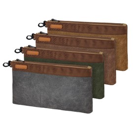 Waxed Canvas Tool Pouches Set,12 Inch Heavy Duty Tool Bags with Zipper,Waterproof Utility Tool Pouch for Tool Organizers and Storage(4 Pack)