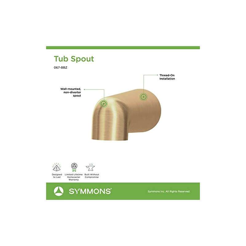 Symmons 067-BBZ Dia Non-Diverter Tub Spout in Brushed Bronze Large