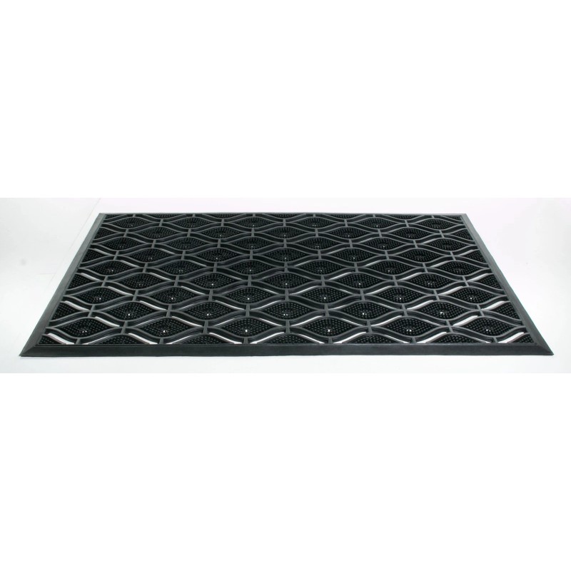 HomeRoots 22" X 36" Black Rubber Outdoor Door Mat