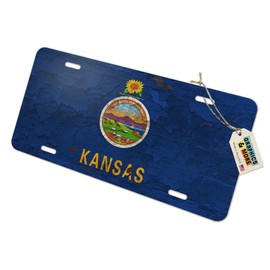 GRAPHICS & MORE Rustic Kansas State Flag Distressed USA Novelty Metal Vanity Tag License Plate