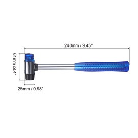 sourcing map 2pcs Rubber Mallet Double-Faced with Non-Slip Plastic Grip Rubber Hammer with Polyurethane/Rubber Replacement Mallet for Crafts Tile Woodworking Flooring Installation, Blue/Black