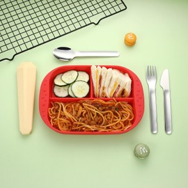 DEVICO Travel Utensils with Case, Reusable Camping Silverware Cutlery, 18/8 Stainless Steel Portable Fork Spoon Knife Set for Lunch Picnic School Workplace (Yellow)