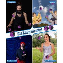 oazoxcx Juggling Balls for Beginners and Professionals, 2 Layers Net and Carry Bag, Juggling Balls Set of 3, 62 mm Juggling Balls Children, Purple/Black