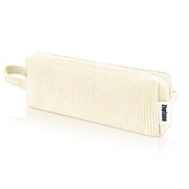 Zloptuoe Corduroy Fabric Pencil Case, Small Pencil Case, Cute Pencil Case, Organiser for Stationery for Teenagers, Girls, Students, Boys, White, pencil case