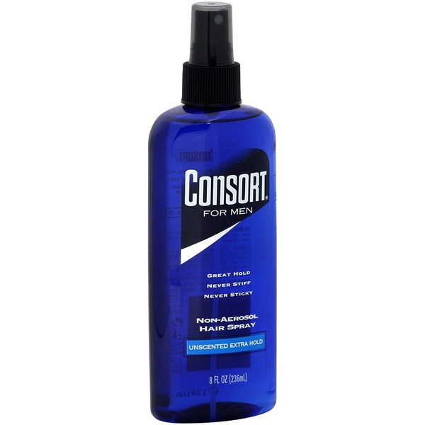 Consort For Men Hair Spray Non-Aerosol Unscented Extra Hold 8 oz (Pack of 5)