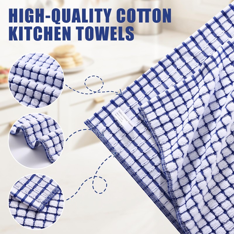Mordimy Cotton 6 Pack Terry Kitchen Towels, Super Soft and