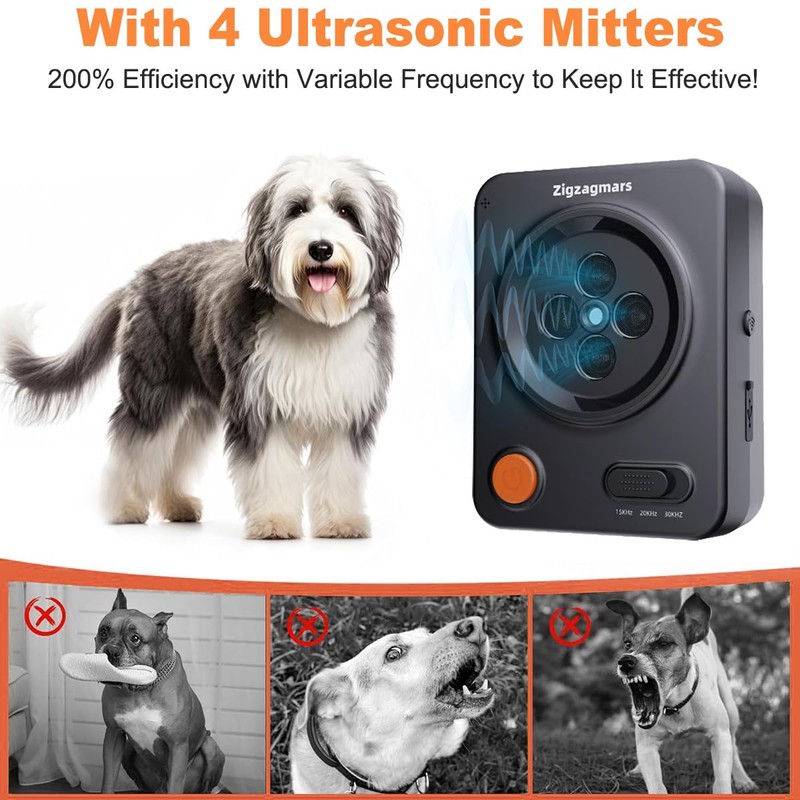 Zigzagmars Anti Barking Device for Dogs, Ultrasonic Dog Barking Control