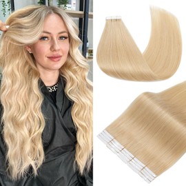 Hairro Tape in Hair Extensions Human Hair, Short 10 inch #24 Natural Blonde 30g Tape in Human Hair Extension Real Remy Hair Invisible Seamless Skin Weft for Women 20pcs Straight Tape Hair (10 inch, #24, 30g)