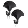 Fuxxer® Heavy Rustic Iron Hooks Wall Hooks Shell Design Black