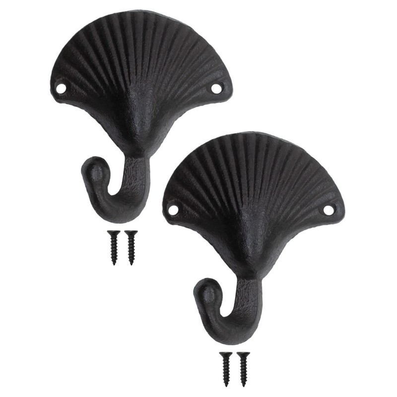 Fuxxer® Heavy Rustic Iron Hooks Wall Hooks Shell Design Black