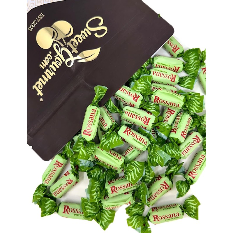 SweetGourmet Rossana Pistachio Paste Center Filled Hard Candy, Italian Wrapped