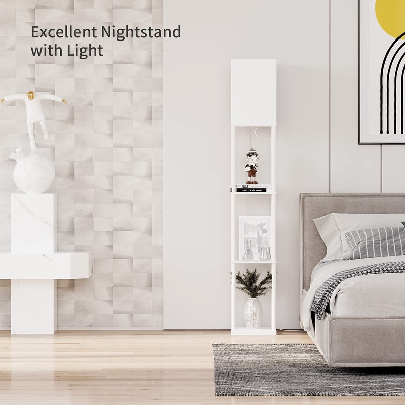 SUNMORY Shelf Floor Lamp with 3-Way Dimmable LED Bulb, Modern