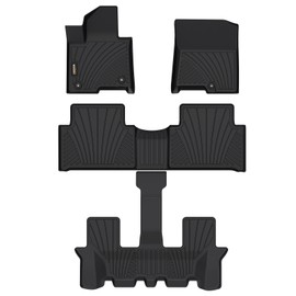 Binmotor-All Weather Floor Mats for KIA Sorento 2025 2024 2023 2022 2021 Not for Hybrid, 1st & 2nd & 3rd Row Full Set, Heavy Duty Car Floor Liners-Black Sorento Accessories