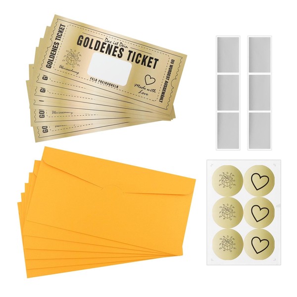 Trasylph 6 Sets Golden Ticket Scratch-off Cards with Envelopes, Scratch