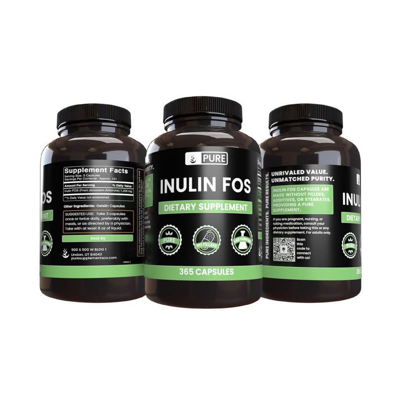 PURE ORIGINAL INGREDIENTS Inulin (365 Capsules) No Magnesium Or Rice
