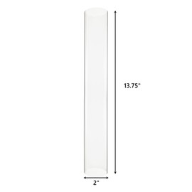 CYS EXCEL D-2" H-13.75" Glass Open Ended Hurricane Candleholder Bottomless Cylinder Sleeve Clear Chimney Shade Tube Cover, 1 Piece