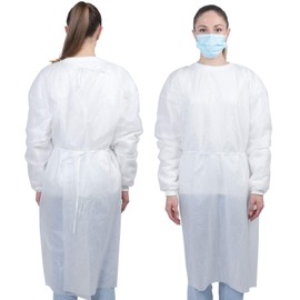 10PCS Isolation Gown Disposable Gowns - Waterproof Full Coverage Protection Neck Waist Ties YIDERBO