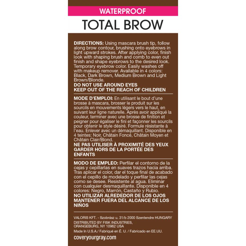 Cover Your Gray Total Brow Eyebrow Sealer & Color -