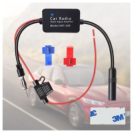 12V Car Antenna Booster 25 db - Amplify Signal & Reduce Noise AM FM Radio Antenna Amplifier for Car Stereo,Audio,Radio,Media,Head Unit Receiver