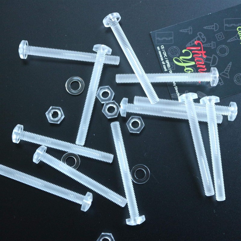 Pack of 60 Transparent Clear Plastic Acrylic M6 x 60mm