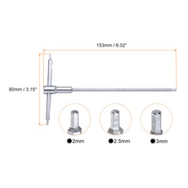 HARFINGTON Sliding T-Handle Hex Key Wrench Set 2mm/2.5mm/3mm Metric 3-Way Free Sliding Handle Sleeves for Home Repair