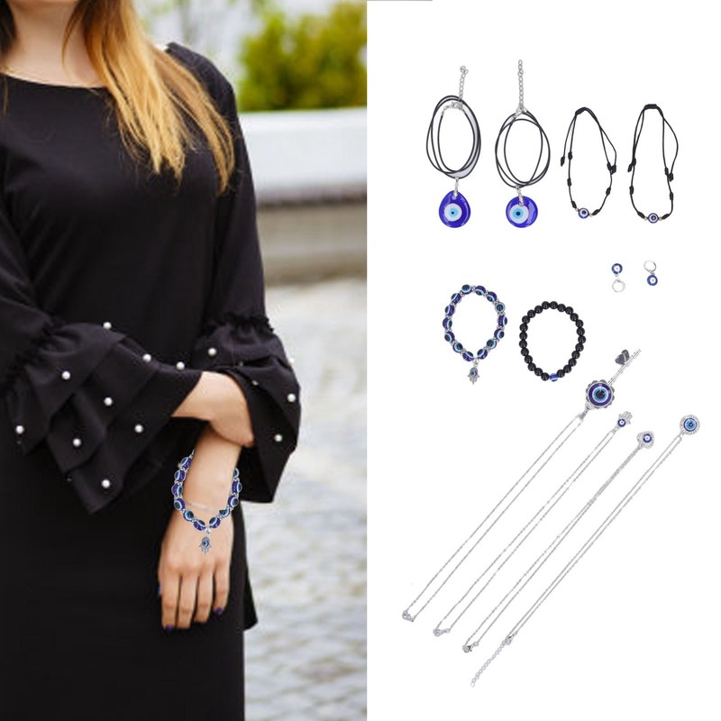 6 Pcs Scary Eye Bracelet Blue Eyes Good Luck Amulet