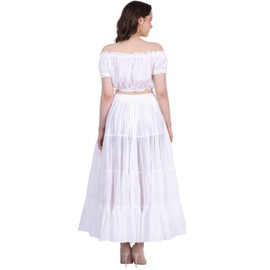 Wevez - Falda de algodón de color liso para mujer, Blanco, 0X-3X