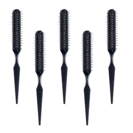 5 pcs Synthetic Wig Brush 3 Row Metal Bristle Hair Brush Hair Travel Size Metal Combs for Black Wig Brush Styling Comb Steel Pin Brush (Black)