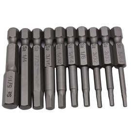 Fongmore 10Pcs 50mm 1/4 Inch Hex Shank S2 Steel Hex Screwdriver Head Allen Hand Held Wrench Drill Bit Set 5/64-5/16 Magnetic Hex Bit Set