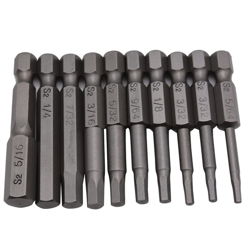 Fongmore 10Pcs 50mm 1/4 Inch Hex Shank S2 Steel Hex