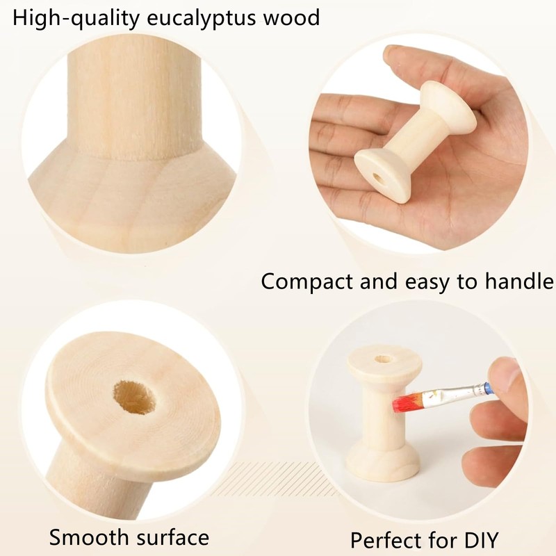 Wooden Spools for Crafts, 10 Pcs