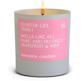 Anecdote Candles ‘Quarter-Life Crisis’ Coconut Soy Wax Candle Jar | Premium Hand Poured & Long Burning | Grapefruit & Mint Scent | Phthalate-Free | for Home, Office, Gift - 9 Oz