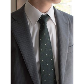 TAVARAT Tps-068 Business Necktie, 100% Silk, Made in Japan, Nishijin Textile, Floral Dots, green