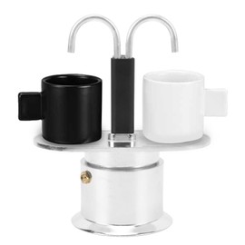 Focket 2 Cup Stovetop Espresso Maker, 100ml Double Head Coffee Pot Classic Italian Coffee Maker Espresso Maker Stovetop, DIY Conduit Coffee Pot for Home Cafe (Round Base)