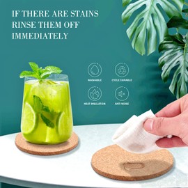 COPPATAOPP 12 Pcs Cork Coasters for Drinks, Water Proofheat Resistant Light Wood Coaster is Suitable for Coffee&Tea Table, Natural Plant Coaster for Desktop Protection, Housewarming Gifts for New Home