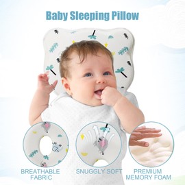 Breathable Memory Foam Pillow Soft and Cozy Cartoon Prеvents FΙat hеad and Shapеs hеad Hеad Pillow for Small Boys and Girls(Elephant)