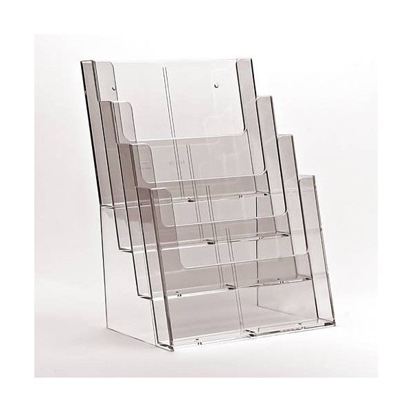 TAYMAR Brochure Stand with 4 Shelves in DIN A4 Portrait