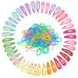 KEYRI 140 PCS Colorful Hair Clips 1.18 Inch Solid Color Hair Accessories Durable Polka Dot Hair Clips Delicate Rubber Bands Small Hair Barrettes Toddler Hair Clips for Kids and Little Girls (Macaron)