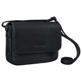 STILORD 'Elina' Stilvolle Umhängetasche Damen Leder Vintage Handtasche Klein Crossbody Bag für Frauen Ledertasche zum Ausgehen Damenhandtasche Echtleder, Farbe:schwarz