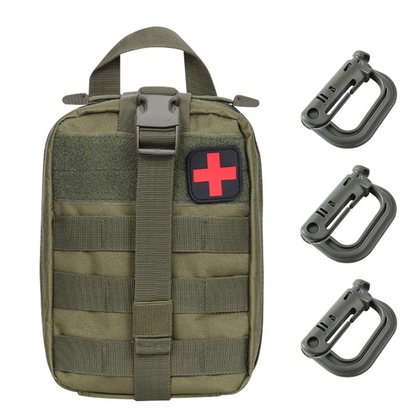 Tactical Molle Rip Away EMT Medical Bag, Empty IFAK Medical First Aid Kit Bag, EDC Military, First Aid Bag (Bag Only) (Green)