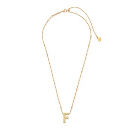 Kendra Scott Letter F Pendant Necklace for Women, Fashion Jewelry, 14k Gold-Plated Brass, Gold Metal, Letter F