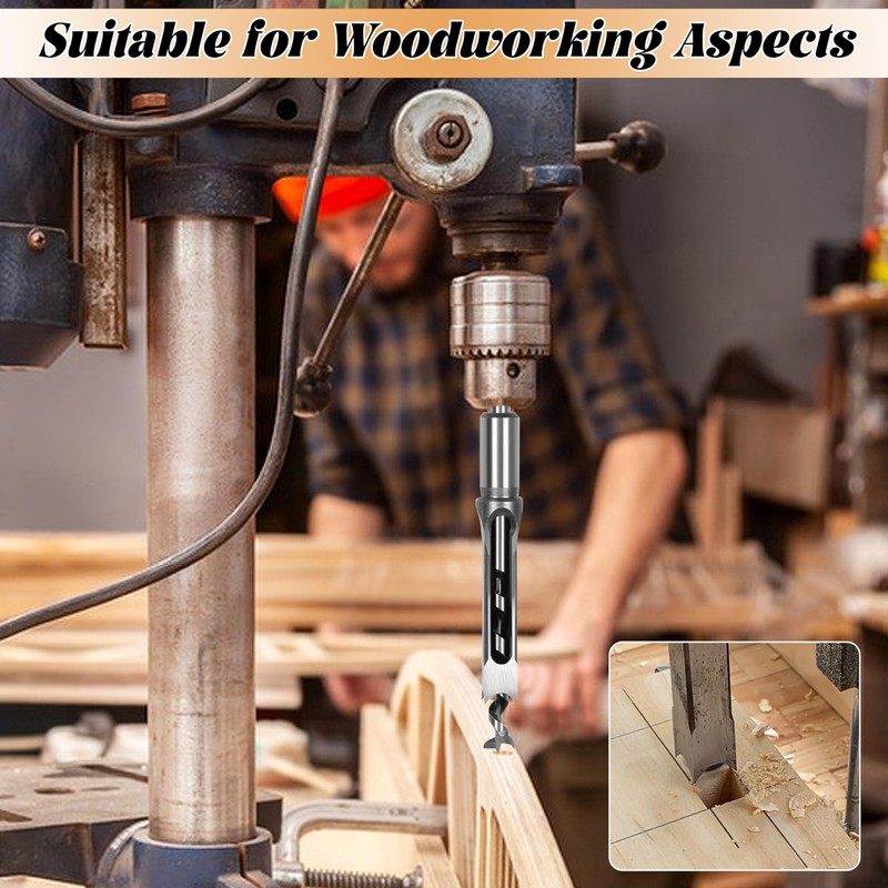 Square Hole Drill Wood, 8 Pieces Woodworking Drill Bit 6/6.4/8/9.5/11/12.7/14/16