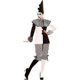 Ladies Costume Harlequin Black White Clown Pierrot Carnival Italian Comedy (38)