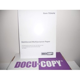 DocuCopy 7594 Reinforced Premium Multipurpose Copy Paper 24lb 8.5" x 11" 3 Holes 1 Pack/100 Sheets