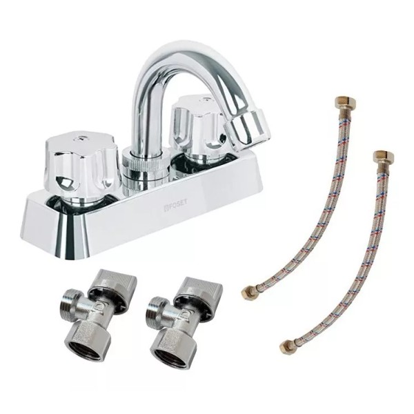 Foset Kit Mezcladora Lavabo ( Llave Angular + Manguera )